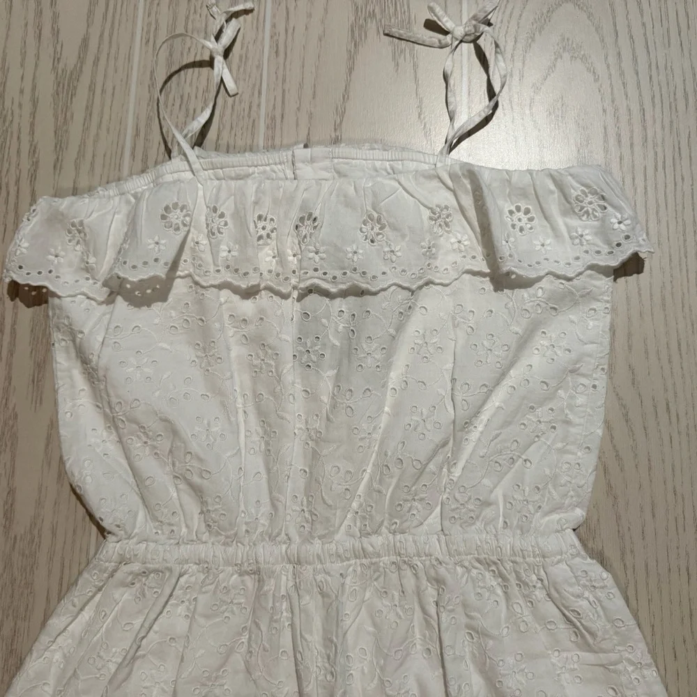 Polo Ralph Lauren Girls White Eyelet Romper Size 12 NWT‎